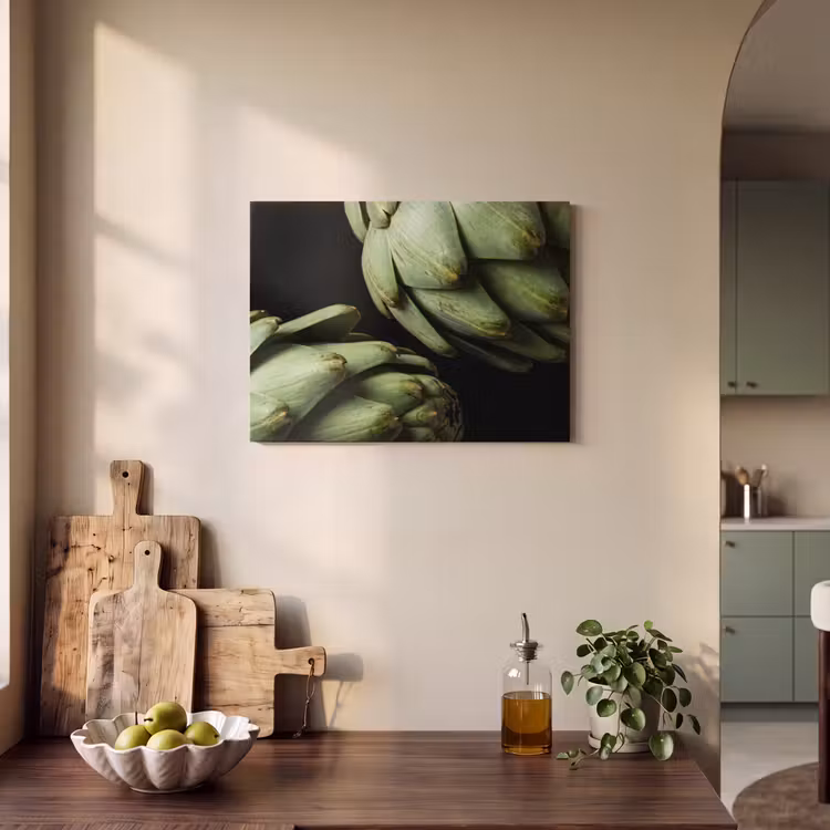 Akoestisch schilderij - Artisjok - Groen - Eten - Artisjok - Groen - Eten PET vilt klein
