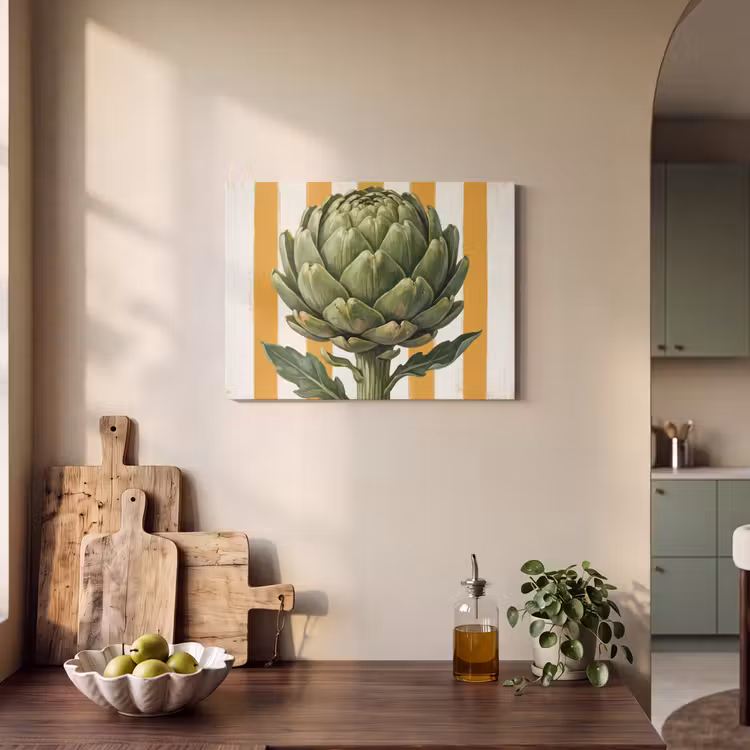 Akoestisch schilderij - Artisjok - Modern - Groente - Artisjok - Modern - Groente PET vilt klein