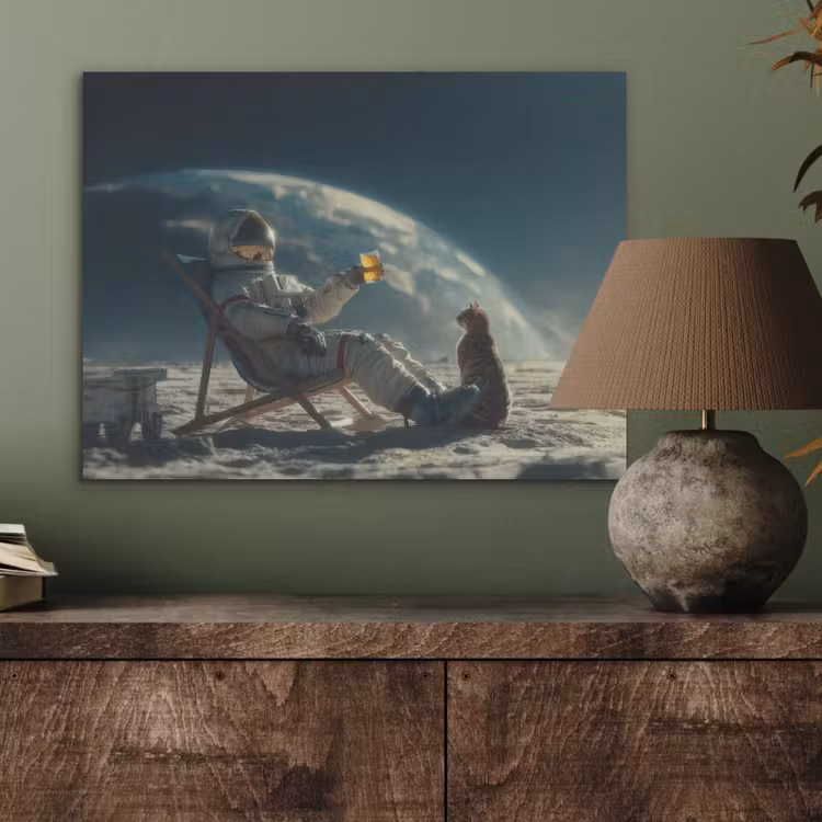 Astronaut - Kat - Glas - Stoel PET vilt klein -sfeer2