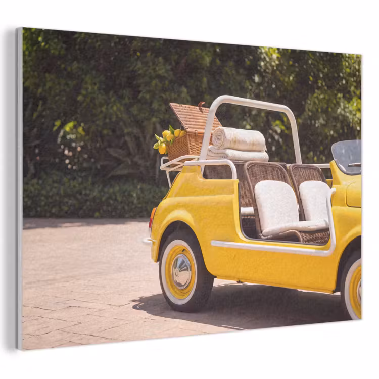 Auto - Picknick - Zomer - Geel PET vilt klein -3d
