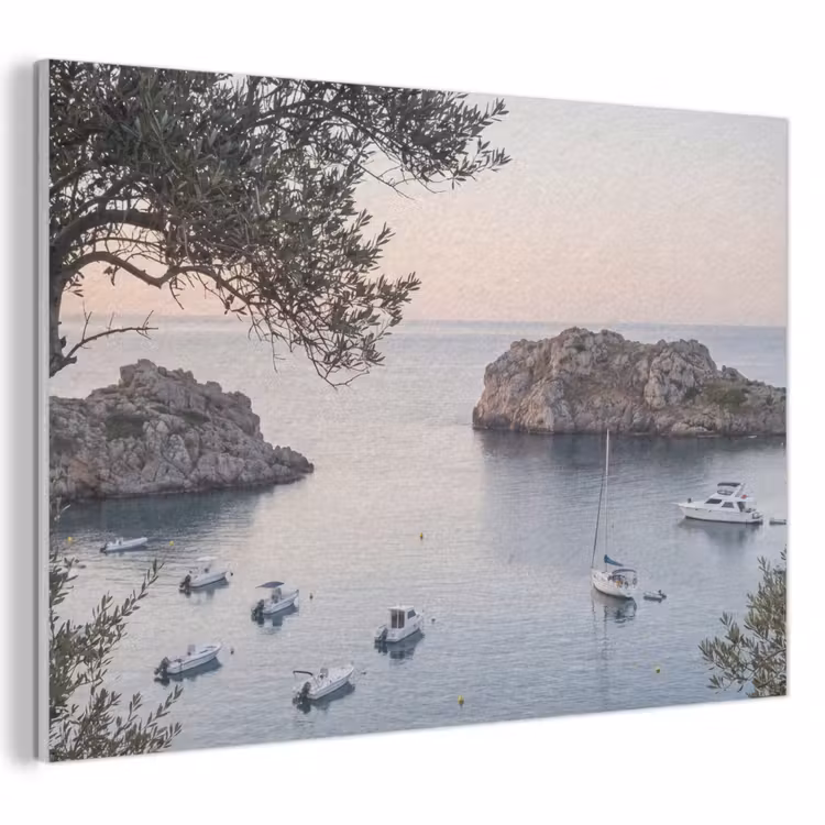 Akoestisch schilderij - Baai - boten - zonsondergang - Baai - boten - zonsondergang PET vilt klein