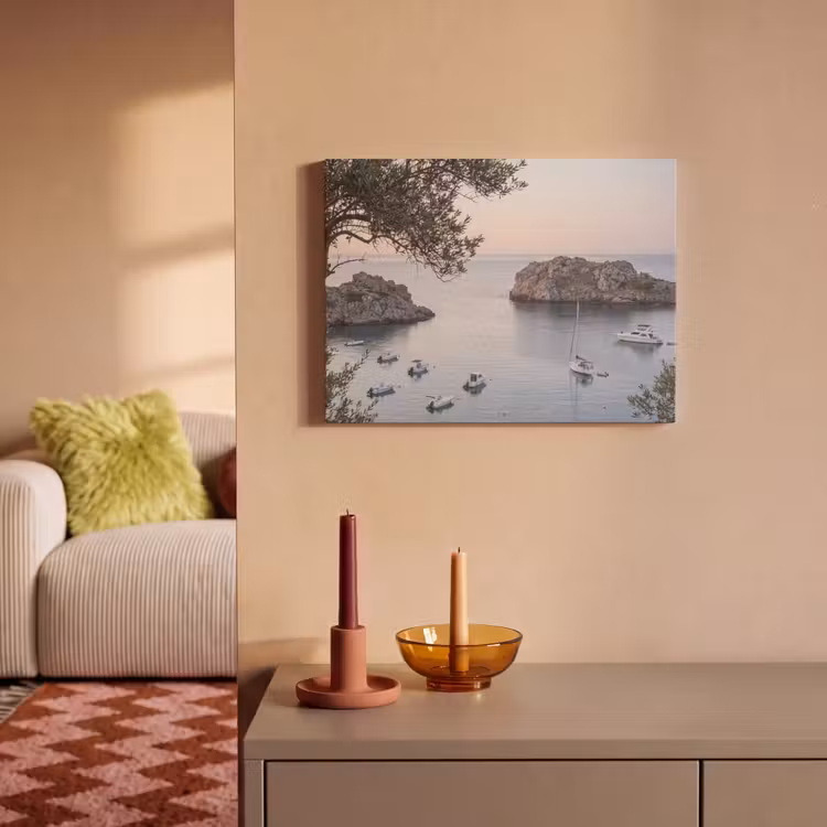 Akoestisch schilderij - Baai - boten - zonsondergang - Baai - boten - zonsondergang PET vilt klein