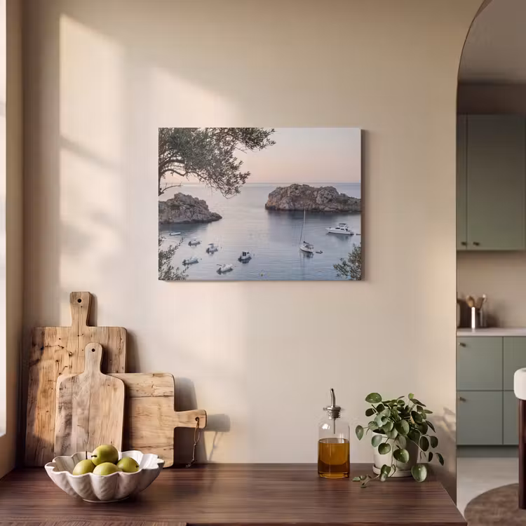 Akoestisch schilderij - Baai - boten - zonsondergang - Baai - boten - zonsondergang PET vilt klein