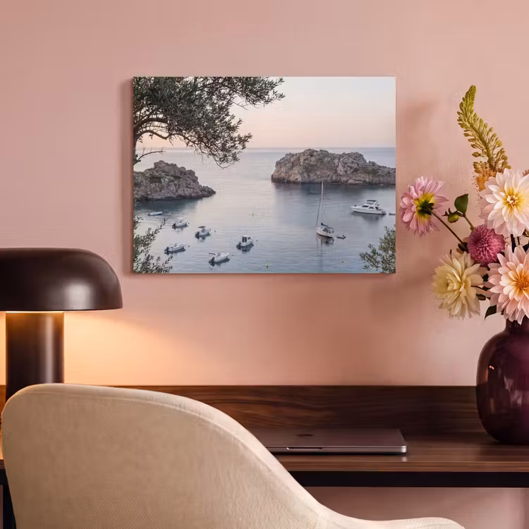 Akoestisch schilderij - Baai - boten - zonsondergang - Baai - boten - zonsondergang PET vilt klein