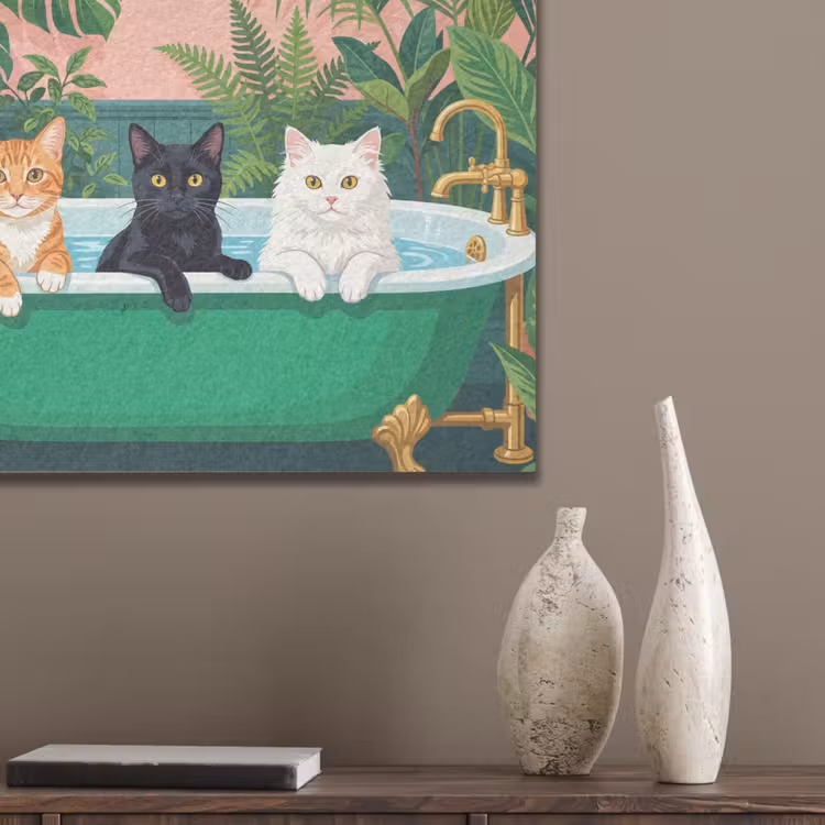 Badkamer - Kattenparade - Kleurrijk PET vilt klein -sfeer6_closeup