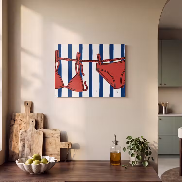 Badkleding - Waslijn - Zomer - Illustratie - Rood PET vilt klein -sfeer2