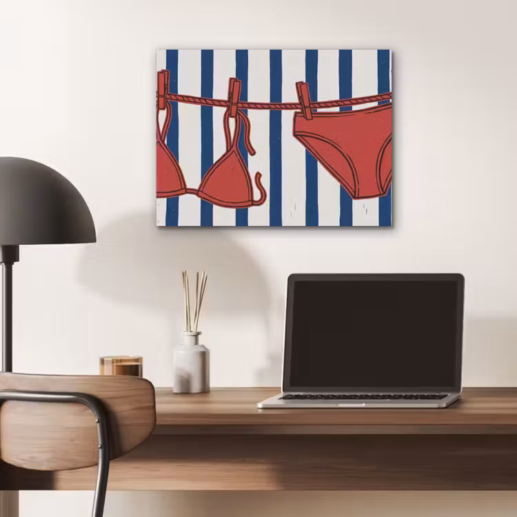 Badkleding - Waslijn - Zomer - Illustratie - Rood PET vilt klein -sfeer5