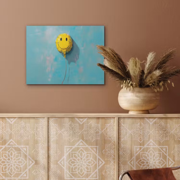 Ballon - Geel - Smiley PET vilt klein -sfeer4
