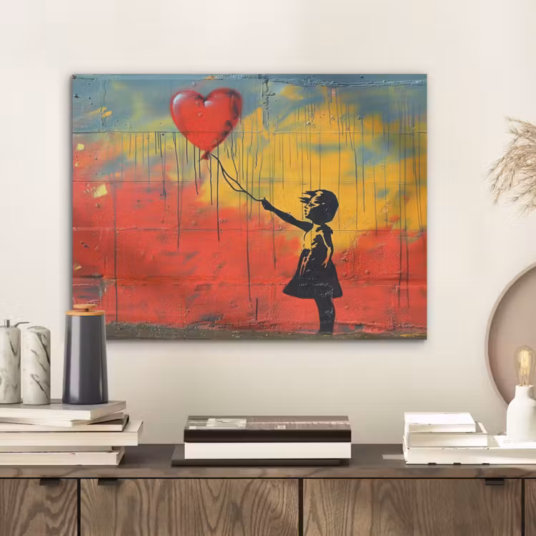 Banksy - Kunst - Graffiti - Meisje - Street art PET vilt klein -sfeer1