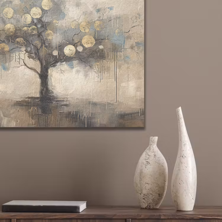 Beige - Abstract - Boom - Goud PET vilt klein -sfeer6_closeup
