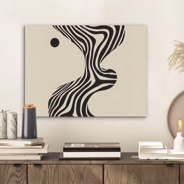 Beige - Lijnen - Golvend - Abstract PET vilt klein -sfeer1