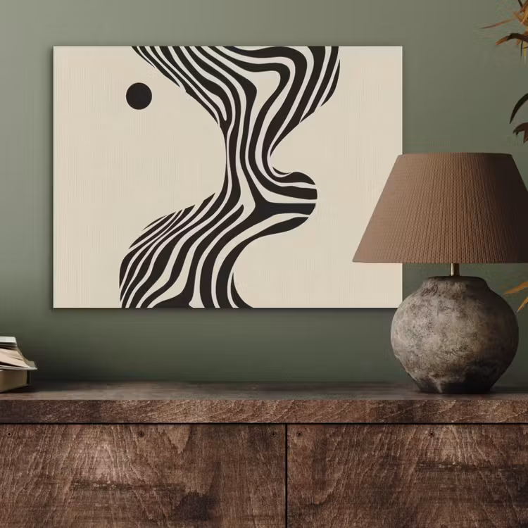 Beige - Lijnen - Golvend - Abstract PET vilt klein -sfeer2