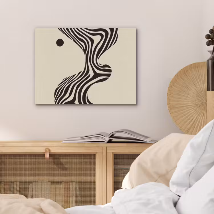 Beige - Lijnen - Golvend - Abstract PET vilt klein -sfeer3