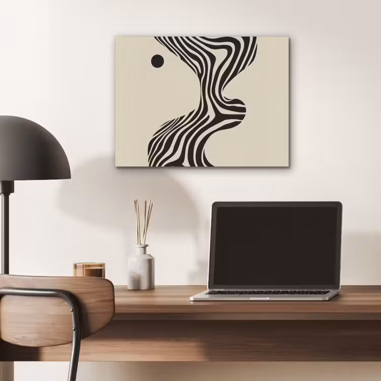 Beige - Lijnen - Golvend - Abstract PET vilt klein -sfeer5