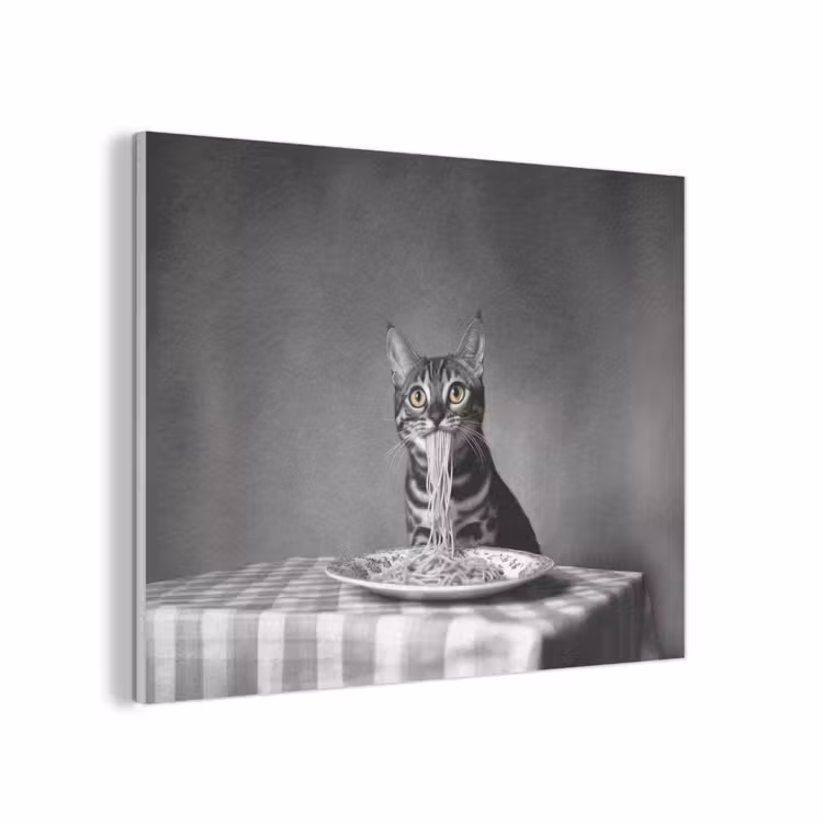 Bengaal - Kat - Tafelkleed - Zwart - Wit - Dier PET vilt klein -3d