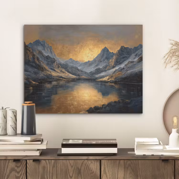 Berglandschap met Gouden Zonsondergang PET vilt klein -sfeer1