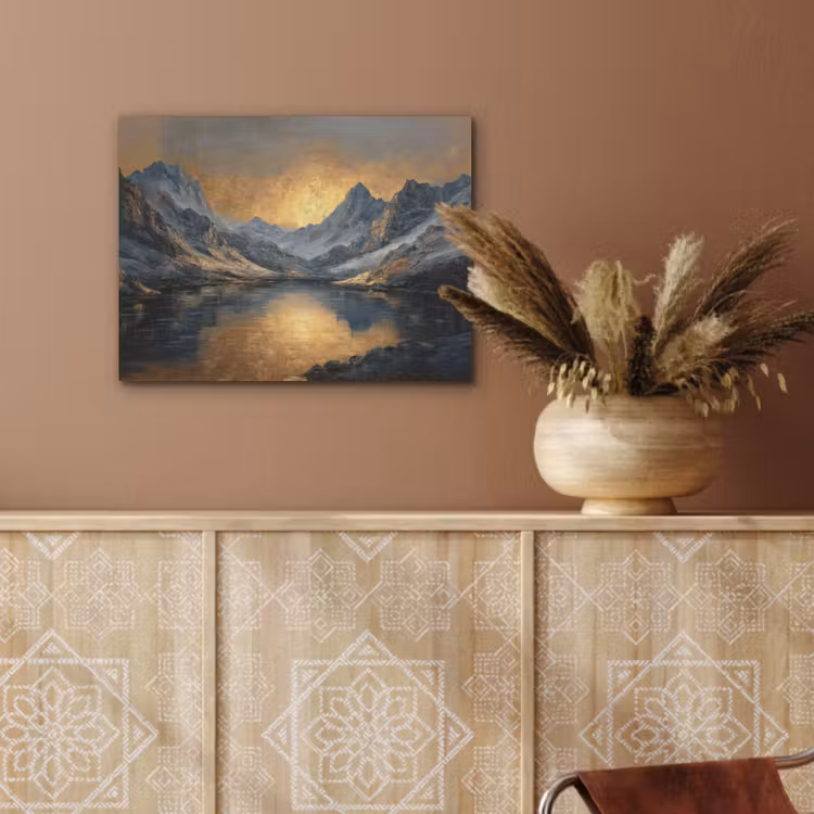 Berglandschap met Gouden Zonsondergang PET vilt klein -sfeer4