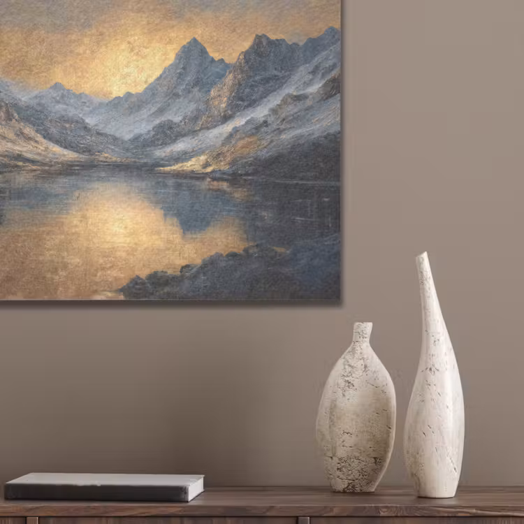 Berglandschap met Gouden Zonsondergang PET vilt klein -sfeer6_closeup