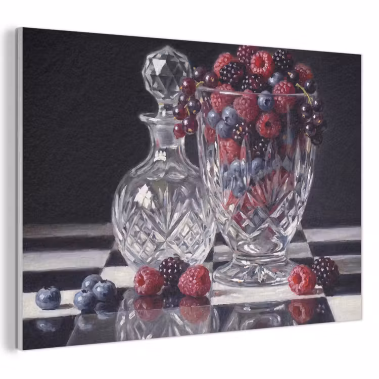 Akoestisch schilderij - Bessen - Kristal - Stilleven - Bessen - Kristal - Stilleven PET vilt klein