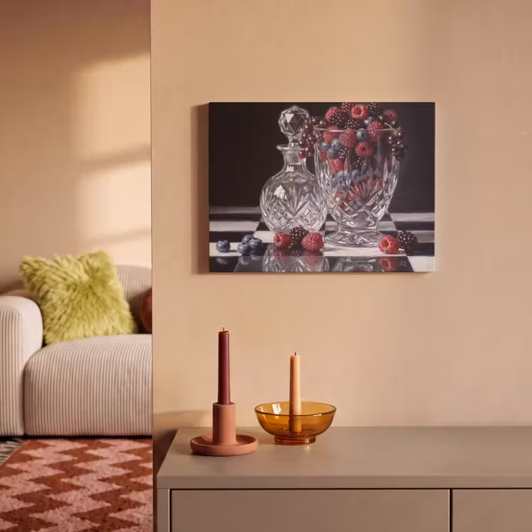 Akoestisch schilderij - Bessen - Kristal - Stilleven - Bessen - Kristal - Stilleven PET vilt klein