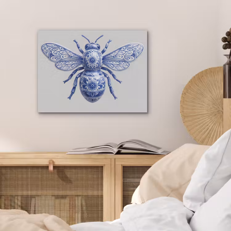 Bij - Modern - Delfts - Blauw PET vilt klein -sfeer3