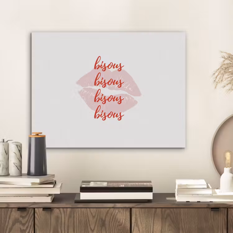 Bisous - Lip - Wit - Rood PET vilt klein -sfeer1