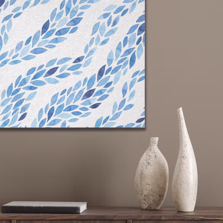 Bladeren - Aquarel - Patroon - Modern - Blauw PET vilt klein -sfeer6_closeup