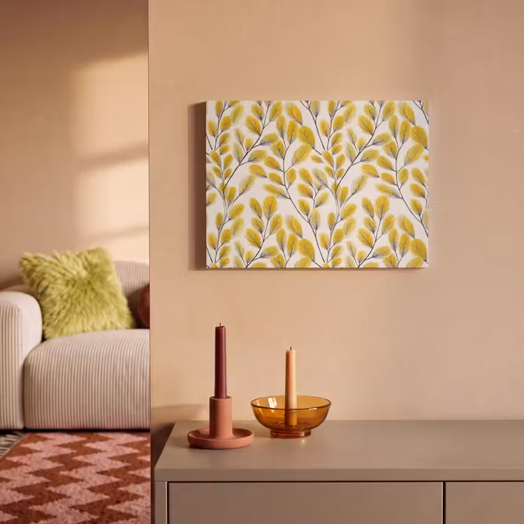 Bladeren - Botanisch - Elegant - Geel - Zwart PET vilt klein 837 -sfeer1