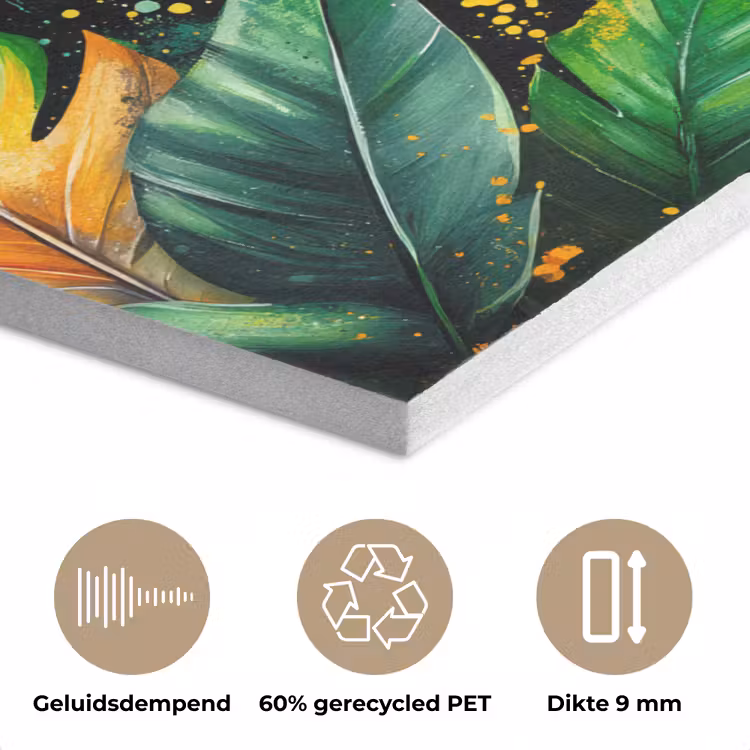 Bladeren - Groen - Geel - Verf - Jungle PET vilt klein -closeup_NL
