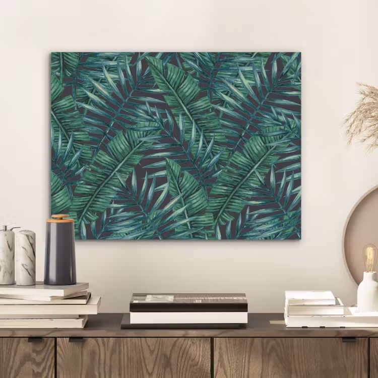 Bladeren - Inductie beschermer - Jungle - Tropical PET vilt klein -sfeer1
