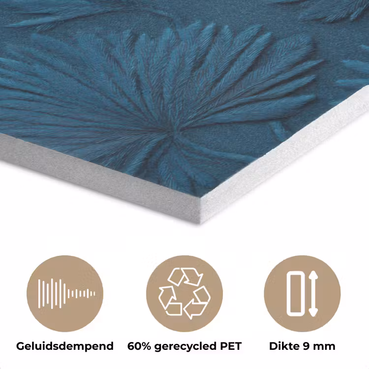 Bladeren - Reliëf - Patroon - Oceaanblauw - Modern PET vilt klein 837 -closeup_NL