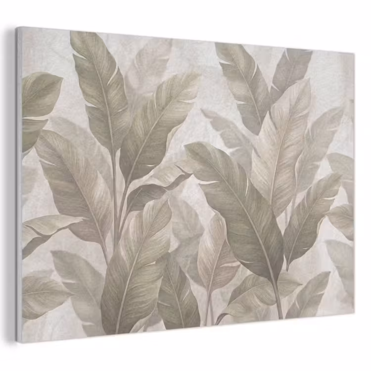 Bladeren - Tropisch - Natuur - Abstract - Beige PET vilt klein -3d