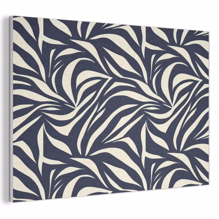 Bladvormen - Blauw - Patroon - Wit PET vilt klein 837 -3d