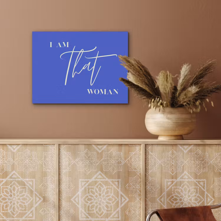 Blauw - I am that woman - Sierlijk - Minimalistisch PET vilt klein -sfeer4
