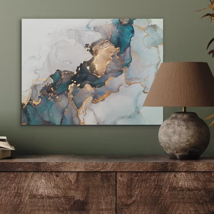 Blauw - Marmer - Goud PET vilt klein -sfeer2