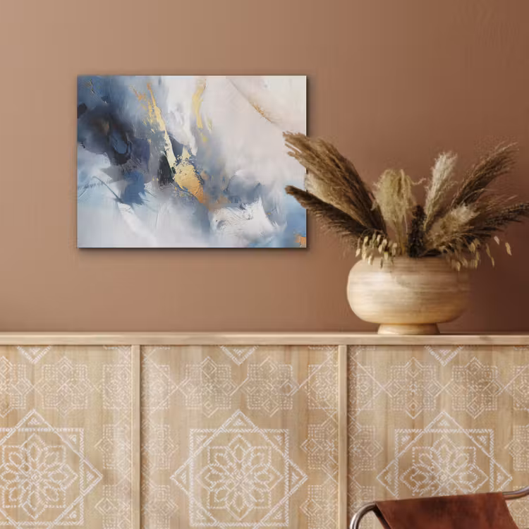 Blauw - Modern - Marmer - Abstract - Goud PET vilt klein -sfeer4