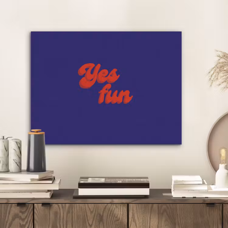 Blauw - Rood - Yes fun - 3D PET vilt klein -sfeer1