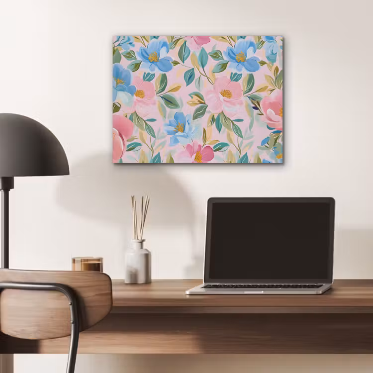 Blauw - Roze - Bloemen PET vilt klein -sfeer5