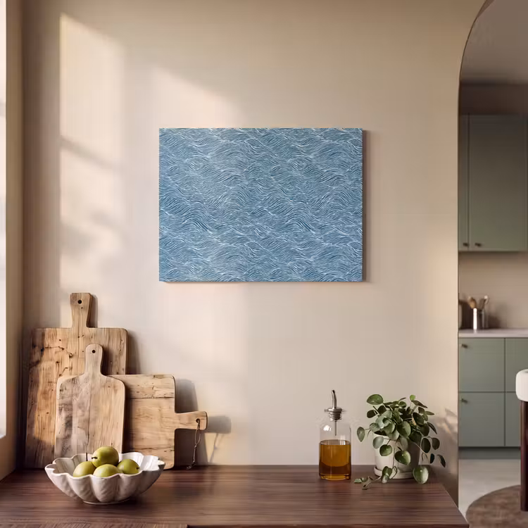 Blauw - Wit - Golven - Getekend - Textuur PET vilt klein 837 -sfeer2