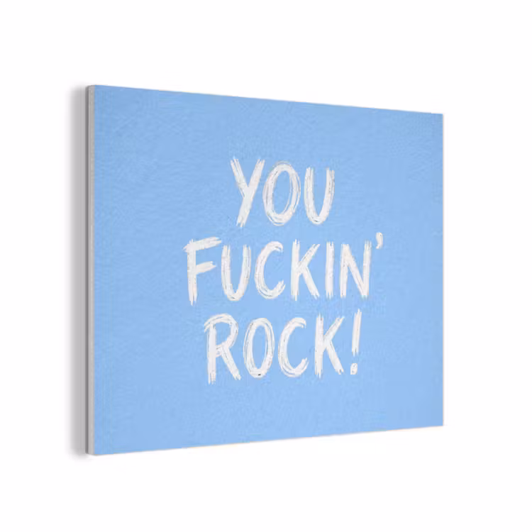 Blauw - Wit - You fuckin rock PET vilt klein -3d