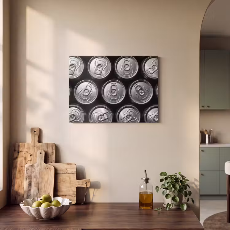 Blikjes - Aluminium - Patroon - Industrieel - Zilver PET vilt klein -sfeer2