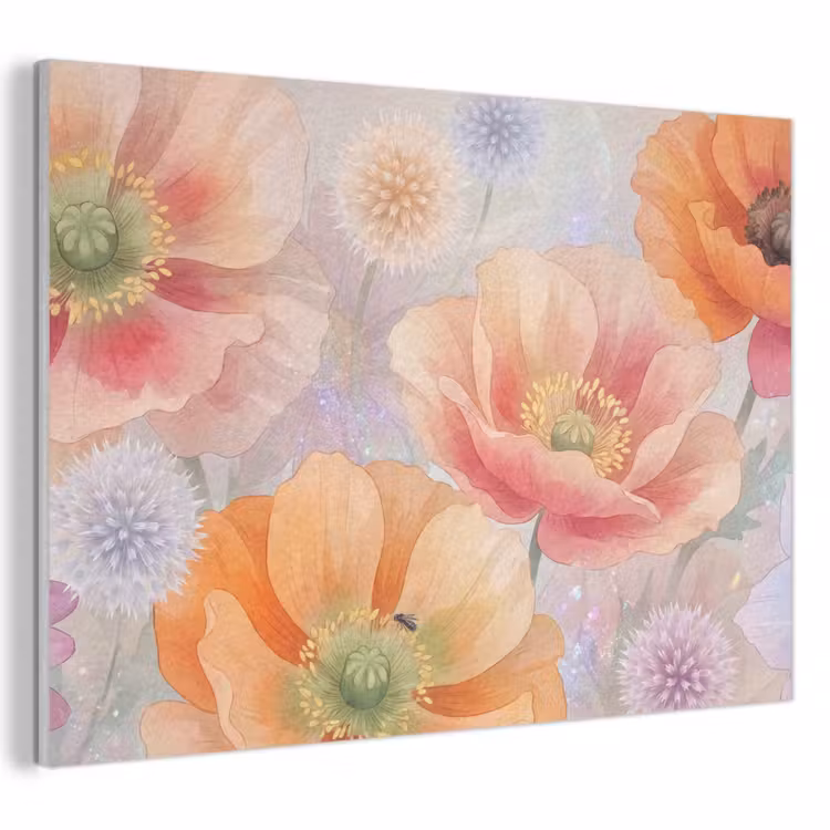 Bloemen - Aquarel - Natuur - Modern - Kleurrijk PET vilt klein -3d