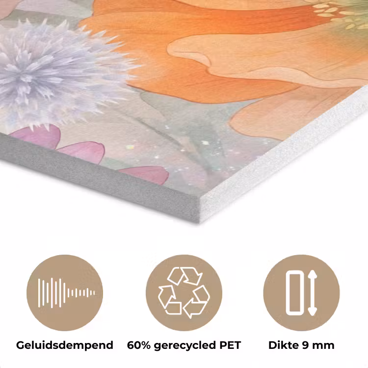 Bloemen - Aquarel - Natuur - Modern - Kleurrijk PET vilt klein -closeup_NL