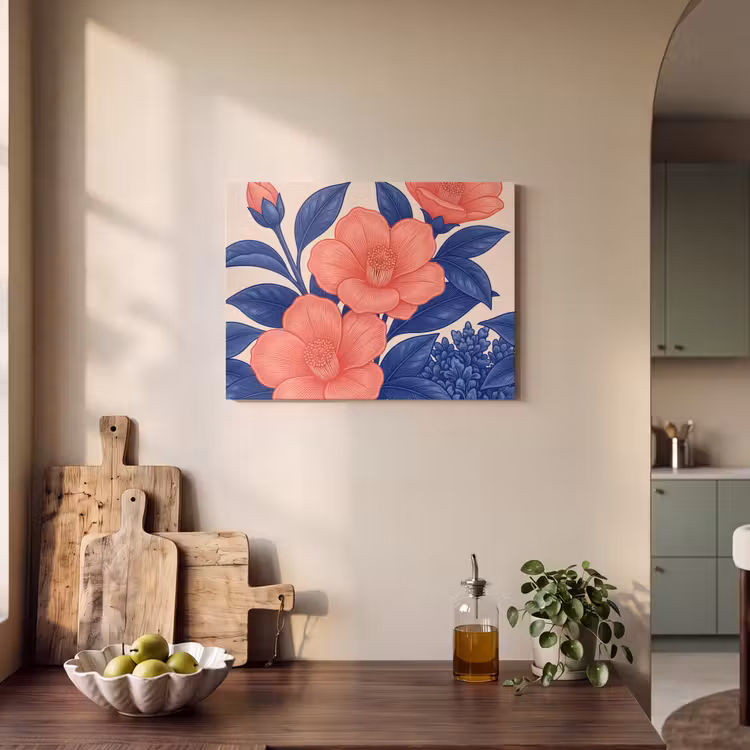 Akoestisch schilderij - Bloemen - Bladeren - Botanisch - Bloemen - Bladeren - Botanisch PET vilt klein