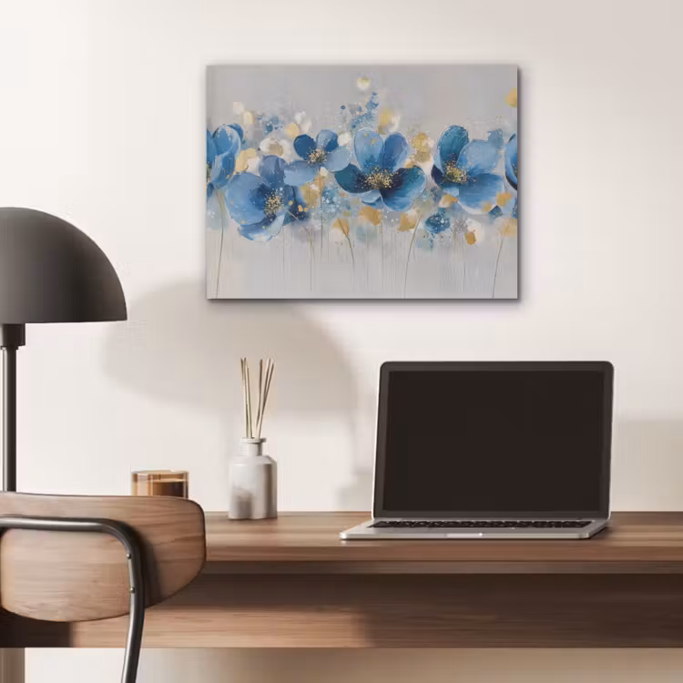 Bloemen - Blauw - Abstract PET vilt klein -sfeer5