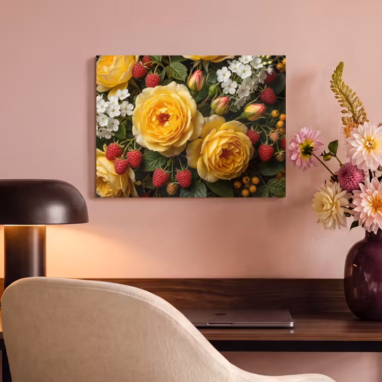 Bloemen - Boeket - Natuur - Klassiek - Geel PET vilt klein -sfeer3