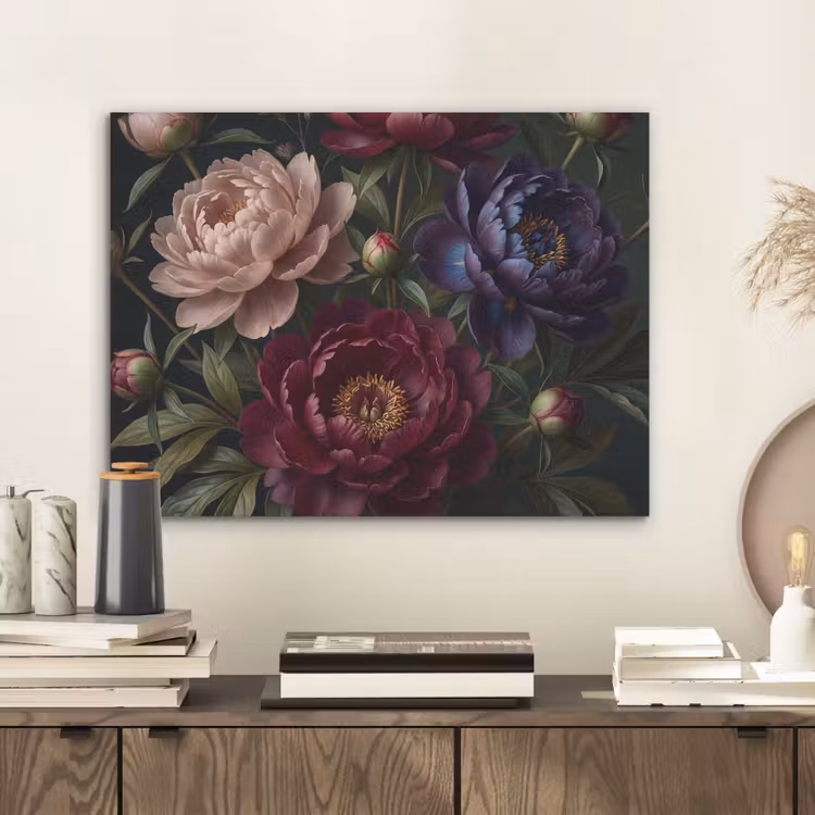 Bloemen - Boeket - Natuur - Modern - Donker PET vilt klein -sfeer1