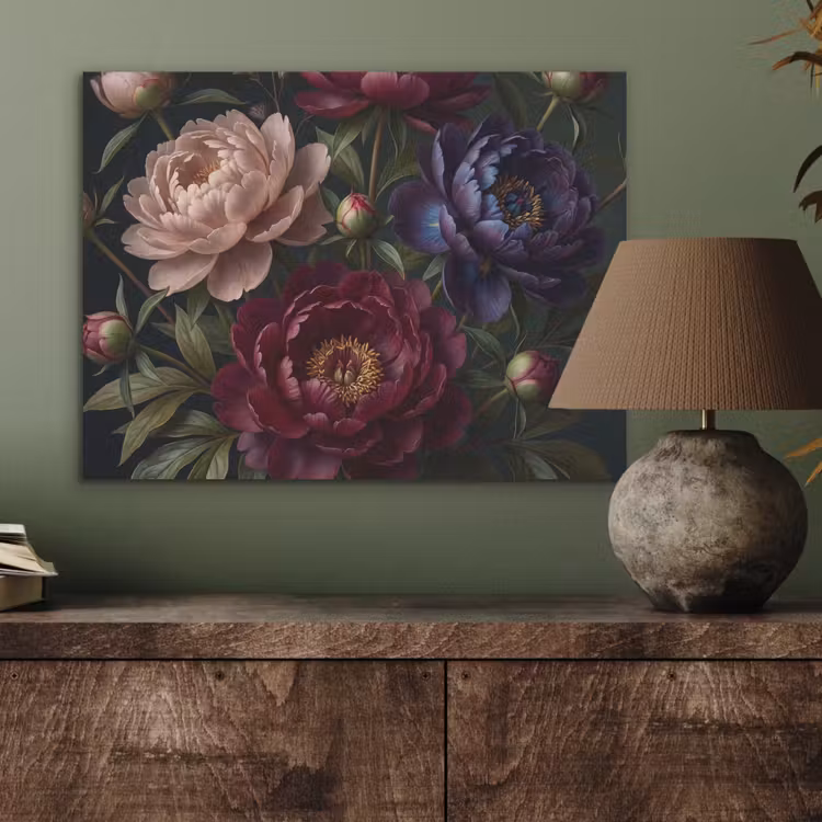 Bloemen - Boeket - Natuur - Modern - Donker PET vilt klein -sfeer2