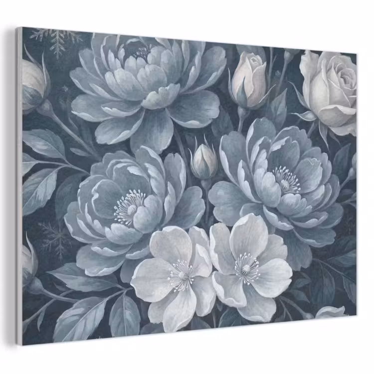 Bloemen - Boeket - Winter - Abstract - Blauw PET vilt klein -3d