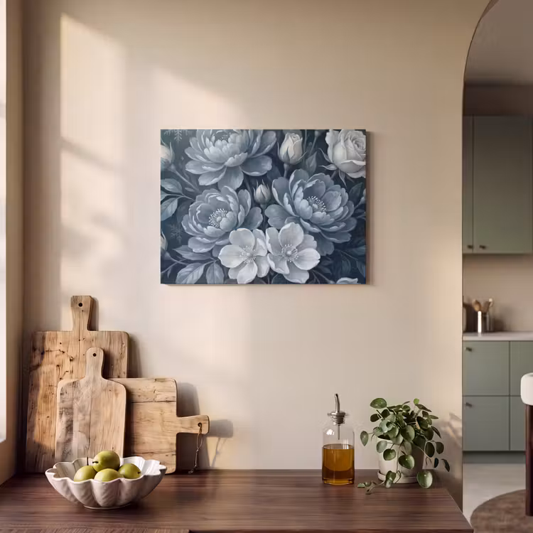 Bloemen - Boeket - Winter - Abstract - Blauw PET vilt klein -sfeer2
